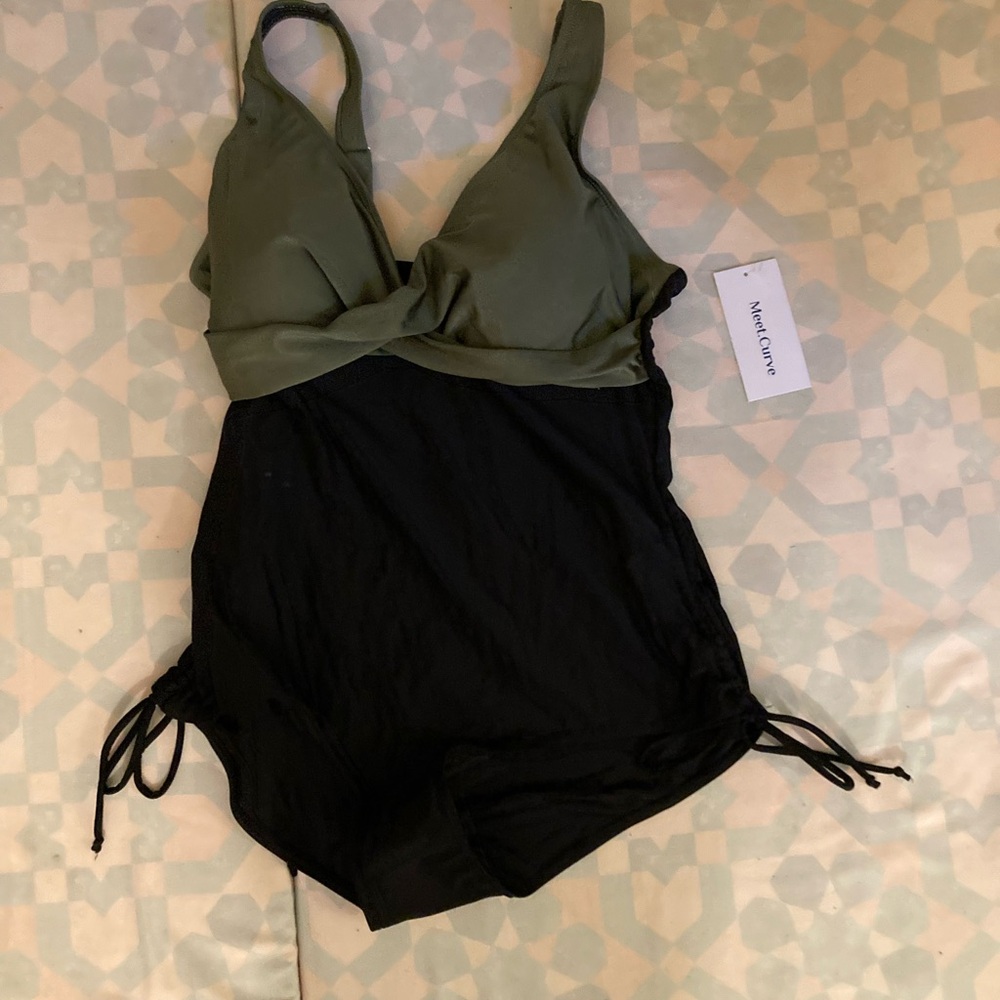 Nirvana Olive and Black One-Piece Swimsuit